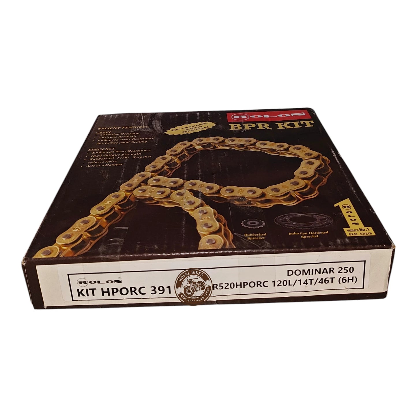 Brass Plated Rolon Chain Sprocket Kit for Dominor 250 (HPORC 391)
