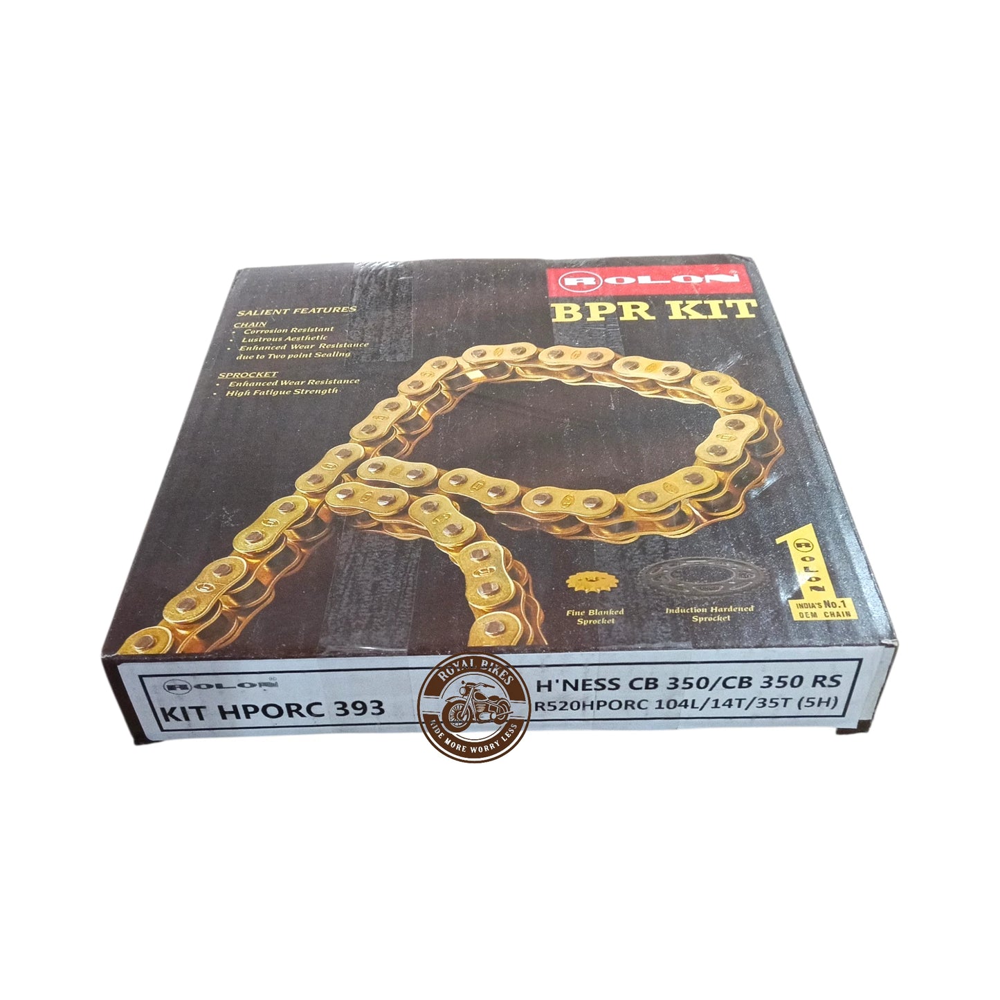 Honda H'ness CB350/ CB 350 RS Rolon Brass Chain Sprocket Kit (HPORC 393)
