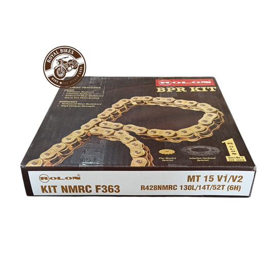 Rolon NMRC F363 chain sprocket kit for Yamaha MT 15 V1 V2 with 130 link chain 14T front and 52T rear sprocket