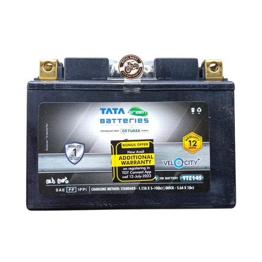 Tata Green Velocity Plus YTZ14S GS YUASA Sealed Maintenance Free & Spill Proof Battery (12V & 12.1Ah)