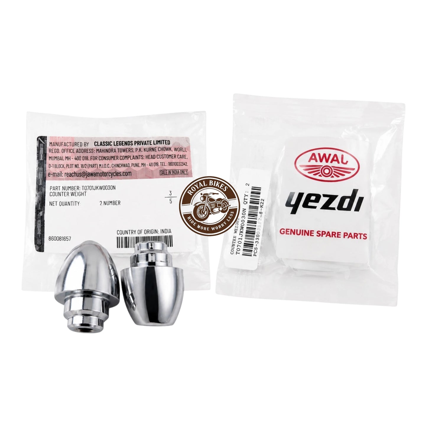 Jawa 42 Genuine Handle Bar Weight Set – OEM T0701JKW0030N
